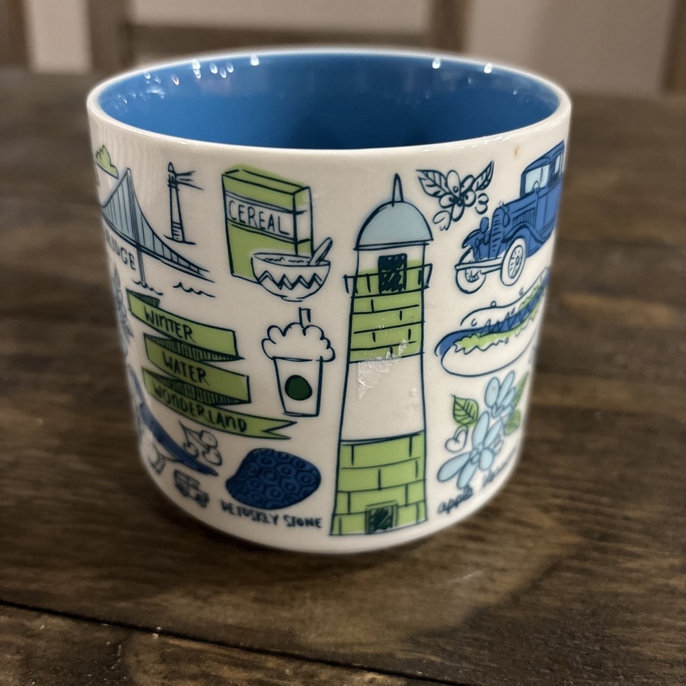 Starbucks Been There Series Michigan Mug 14oz Blue Interior 2018 Coffee Cup - Picture 4 of 6